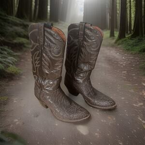 Vintage BRAHMA Brown Leather Cowboy Boots Distressed Western Cowgirl Size 8